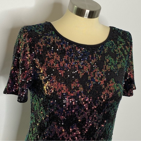 Evereve Sanctuary The Glimmer Top Black Multicolor Sequin - Picture 3 of 15